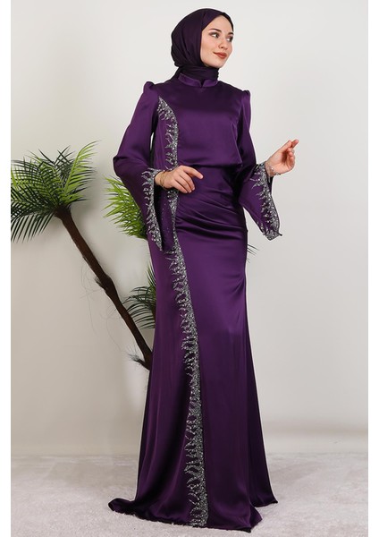 Mihrimah Saten Abiye Mor