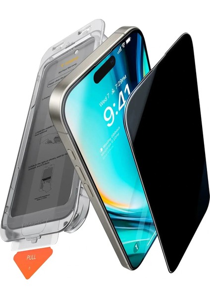 iPhone 17 Pro / 17 / 16 Pro Hayalet-Gizli Cam Ekran Koruyucu Premium 7x Güçlendirilmiş Kolay Uygulama Aparatıyla