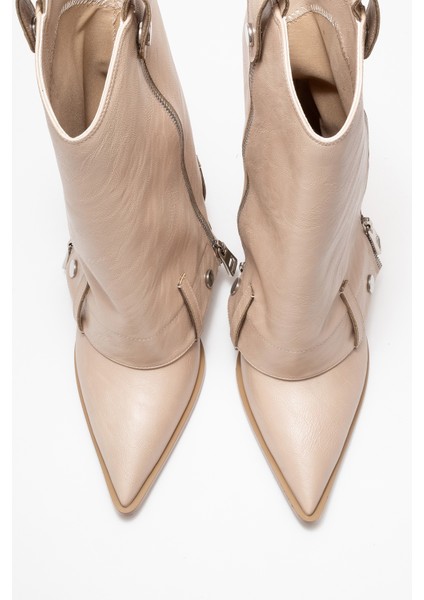 Lola Bej Fermuarlı Sivri Burunlu Kadın Topuklu Bot fiyatları