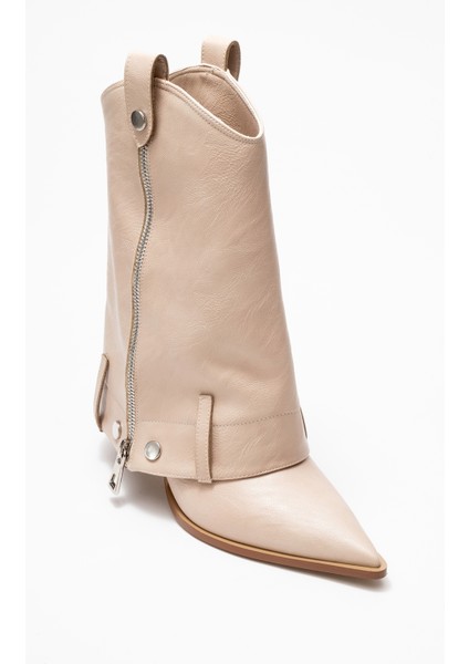 Lola Bej Fermuarlı Sivri Burunlu Kadın Topuklu Bot modelleri