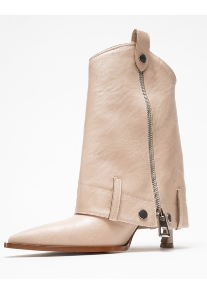 Lola Bej Fermuarlı Sivri Burunlu Kadın Topuklu Bot fırsatları