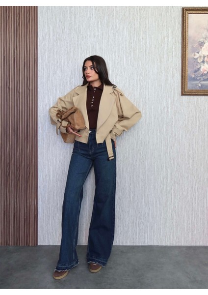 Paça Detay Likralı Wide Leg Jean modelleri