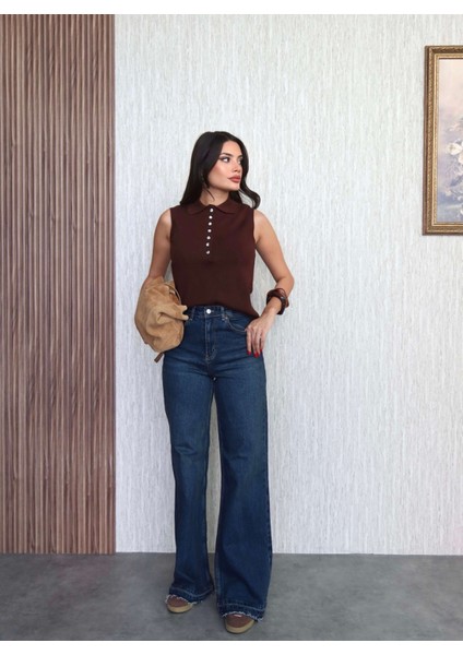 Paça Detay Likralı Wide Leg Jean fırsatları