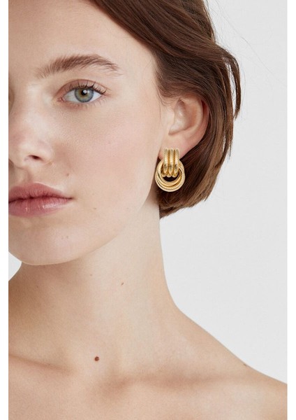 Gold Bijuteri Retro Tarz Kadın Mini Halka Küpe EV18SR modelleri