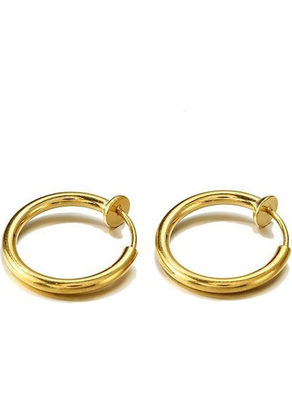 16 mm 2 Adet Çelik Gold Deliksiz Kulaklar Için Kapama Küpe EV25SR-16
