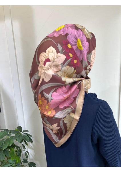 Saf Ipek Eşarp 4219D (T)-51 Kızıl Kahve