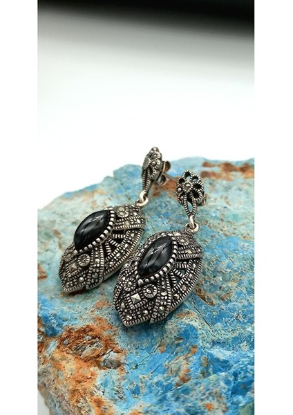 Oltu Tasli Gümüş Küpe OTK00010