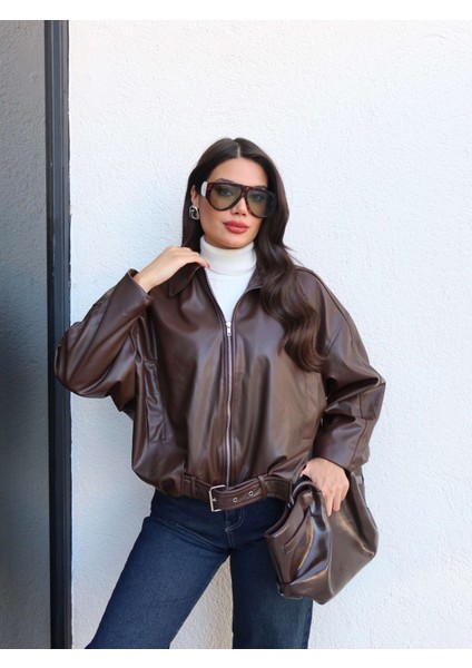 Kemerli Bomber Deri Ceket fiyatları