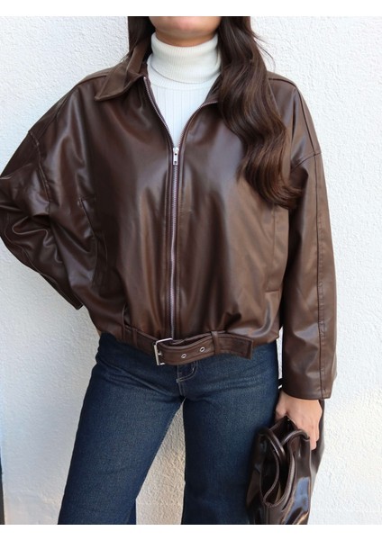 Kemerli Bomber Deri Ceket modelleri