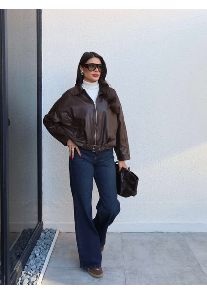 Kemerli Bomber Deri Ceket indirimleri