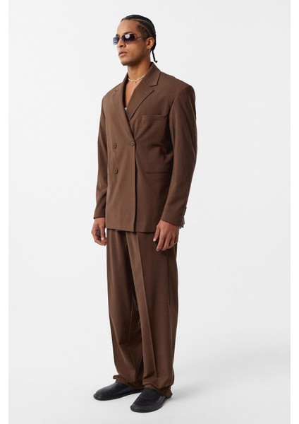 Rahat Kalıp Kruvaze Takım Elbise Açık Kahve fiyatları