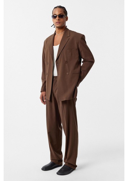 Rahat Kalıp Kruvaze Takım Elbise Açık Kahve modelleri