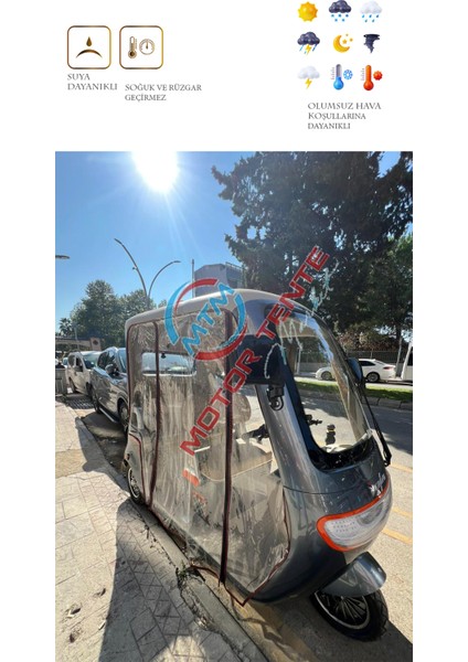 Kımmı Triporter Üç Tekerli Motor Brandası - Şeffaf