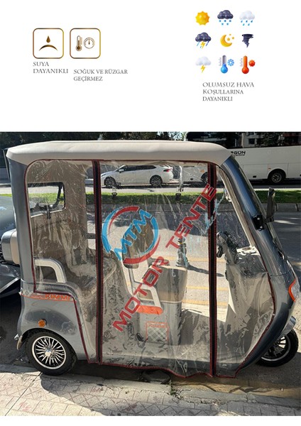 Kımmı Triporter Üç Tekerli Motor Brandası - Şeffaf fiyatları