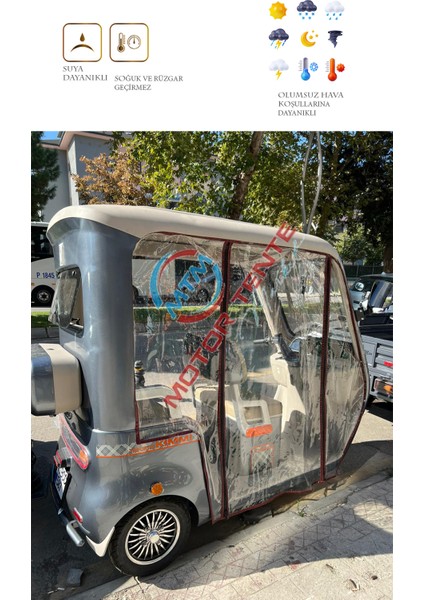 Kımmı Triporter Üç Tekerli Motor Brandası - Şeffaf modelleri