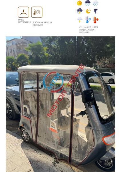 Kımmı Triporter Üç Tekerli Motor Brandası - Şeffaf fırsatları