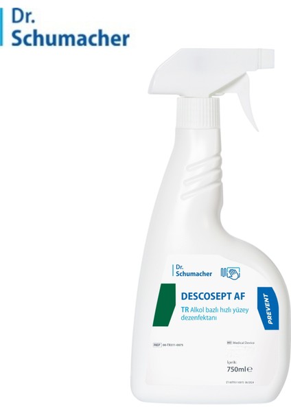 Descosept Af – Kullanıma Hazır Alkol Bazlı Hızlı Yüzey Dezenfektanı
