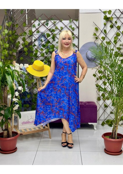 HL14036 Omzu Halkalı Askılı Viskon Hilal Elbise