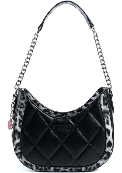 Leopar Siyah SP1168 Kadın Omuz Çantası