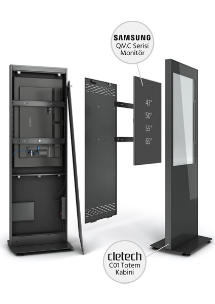 C01 43” Totem Kabini + Samsung QM43C 43” Signage Monitör modelleri