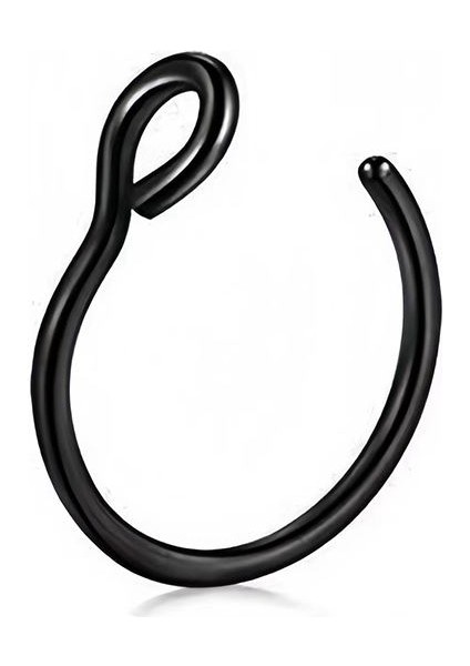 Çelik Siyah Deliksiz Halka Burun Hızma Geçirme Piercing EV26SY