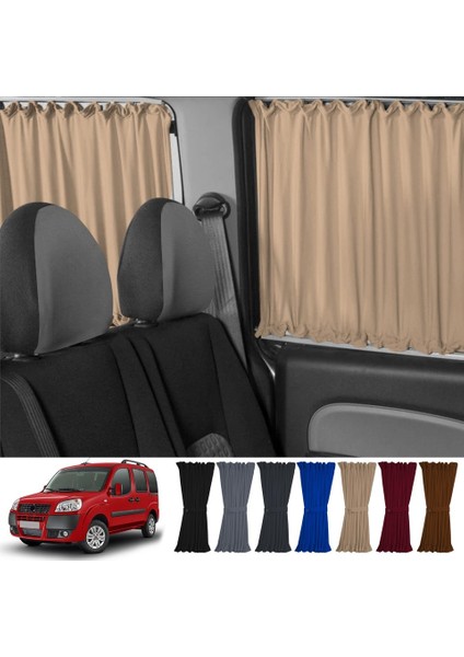 Fiat Doblo 1 2000-2010 Uyumlu Krem Raylı Oto Perde Takımı (Bagaj Tek-Sürgülü Çift Kapı)