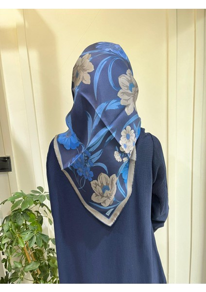 Saf Ipek Eşarp 4219D (T)-60 Lacivert