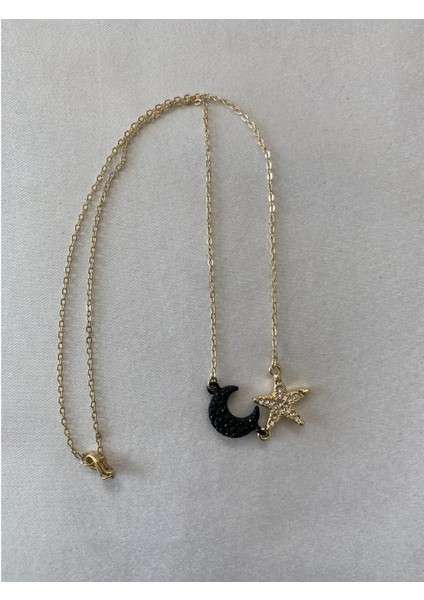 Ay-Yıldız Figürlü Taşlı Kolye Altın Renk fiyatları