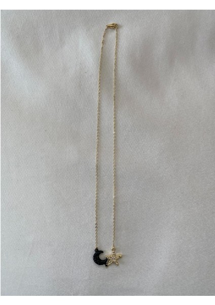 Ay-Yıldız Figürlü Taşlı Kolye Altın Renk fırsatları