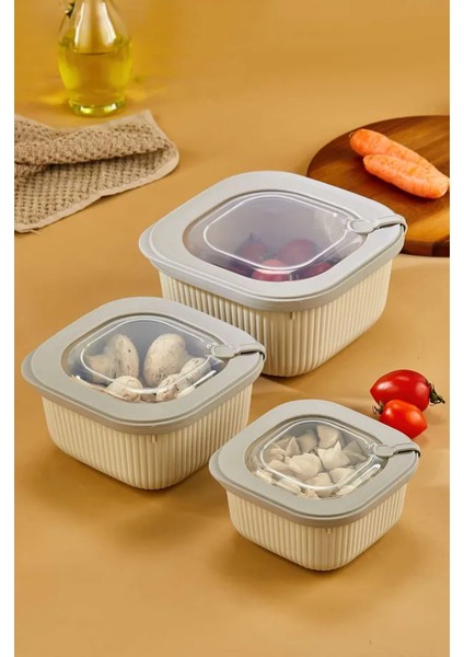 6'lı Mikrodalga ve Difriz Kullanımına Uygun Vakumlu Sızdırmaz Saklama Kabı Seti 2X(600-1100-1800 Ml) fırsatları