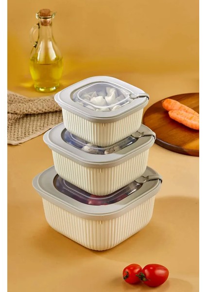 6'lı Mikrodalga ve Difriz Kullanımına Uygun Vakumlu Sızdırmaz Saklama Kabı Seti 2X(600-1100-1800 Ml) indirimleri