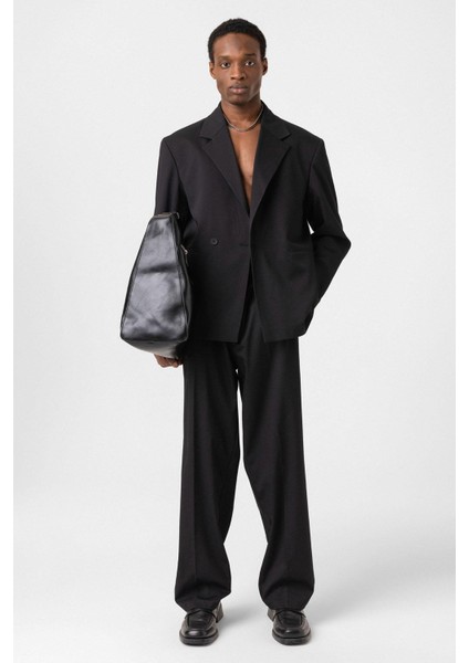 Tek Düğme Oversize Takım Elbise Siyah