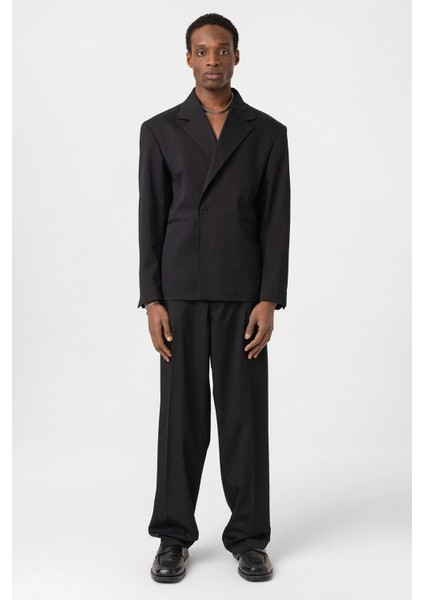 Tek Düğme Oversize Takım Elbise Siyah indirimleri