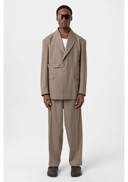 Kuşaklı Kapama Oversize Takım Elbise Haki modelleri