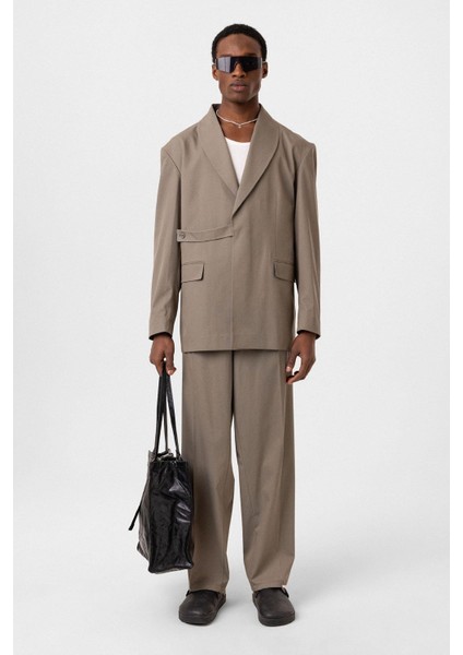 Kuşaklı Kapama Oversize Takım Elbise Haki indirimleri