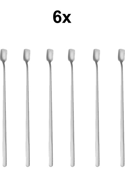 304 Çelik 6 Adet 21 cm Kokteyl Kahve Latte Karıştırma Barmen Kaşığı CIN761BY
