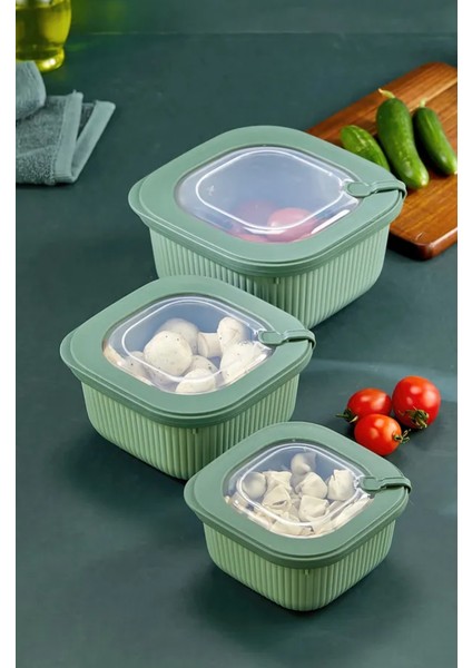 6'lı Mikrodalga ve Difriz Kullanımına Uygun Vakumlu Sızdırmaz Saklama Kabı Seti 2X(600-1100-1800 Ml) fırsatları