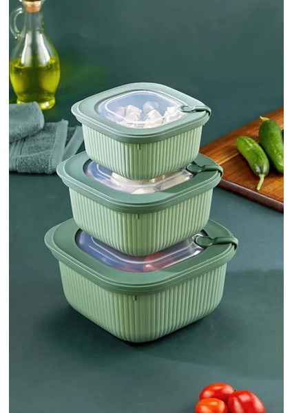 6'lı Mikrodalga ve Difriz Kullanımına Uygun Vakumlu Sızdırmaz Saklama Kabı Seti 2X(600-1100-1800 Ml) indirimleri