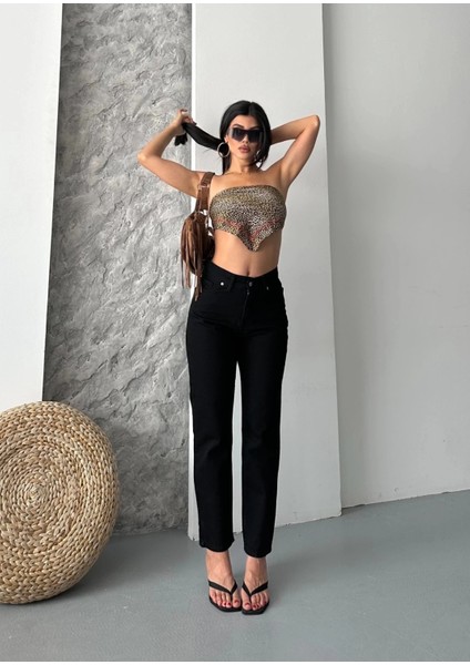 Mom Fit Enzim Taş Yıkama Jeans Pantolon Siyah D2006 fiyatları