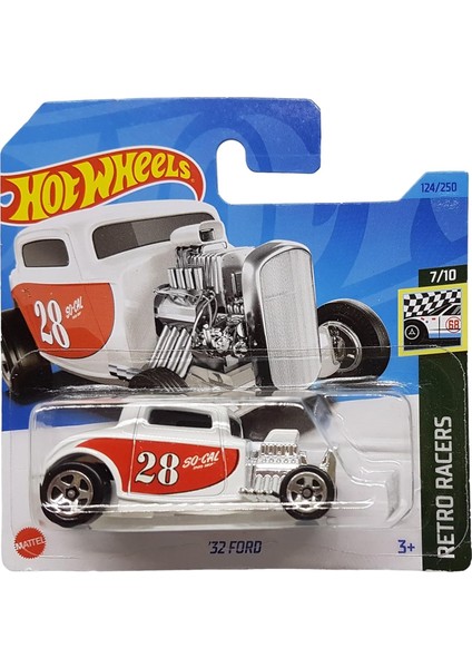 - ´32 Ford - Retro Racers 7/10 - HKH04 - Short Card - Socal - Beyaz - Mattel 2023