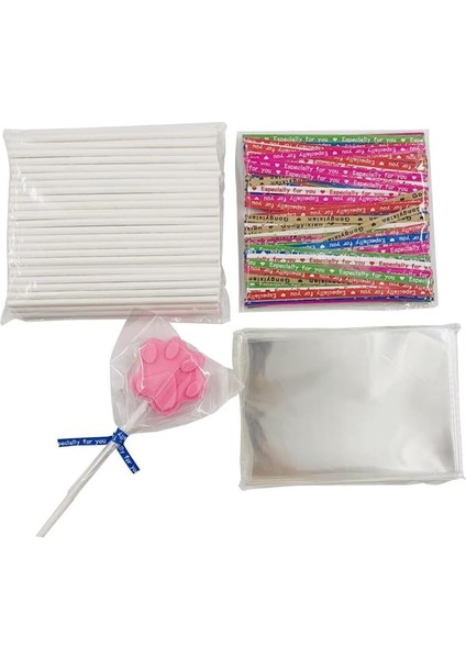 Spring Cake Pop Çubuğu ve Ambalaj Seti, 300 Parça: Lolipop Çubukları, Şeffaf Poşetler ve Metalik Burgu Bağlar ile Kurabiye, Şekerleme ve Çikolata Yapımı Için Uygun