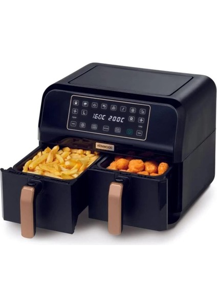 Dual Airfryer Bk Copper Çift Pişirme Hazneli Siyah HFP70.000BK - Çift Bölmeli Hazne, Aşırı Isınmaya Karşı Koruma Sistemi, Dijital Zaman ve Isı Ayarı, Hava Sirkülasyon Sistemi