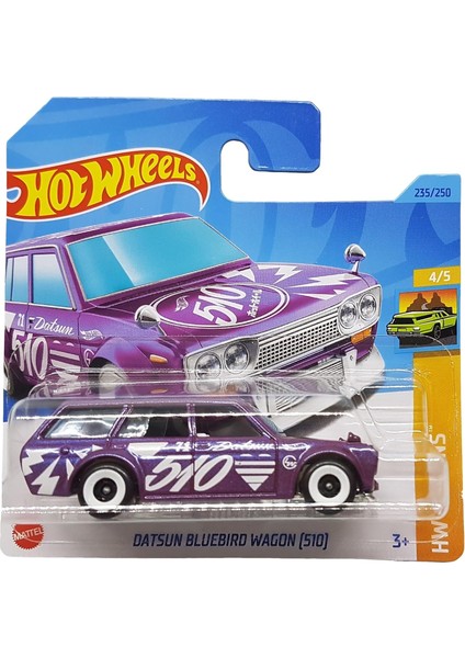 - Datsun Bluebird Vagon - Hw Vagons 4/5 - HKH72 - Short Card - Nissan - Lila Metalik - Mattel 2023