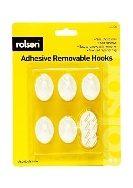 61320 5pc Removable Adhesive Plastic Hook, Black fiyatları