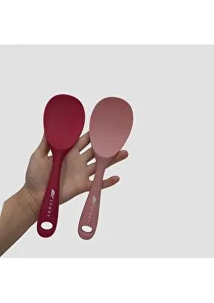 Ivory Silikon Yanmaz Yapışmaz Kaşık Seti 2'li Koyu-Toz Pembe