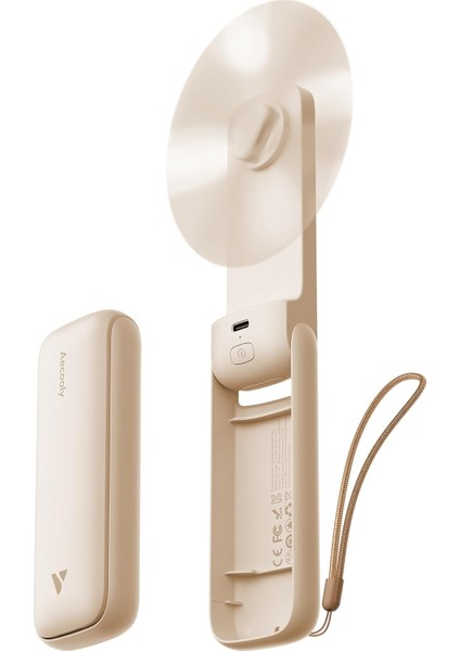 Ince Taşınabilir Fan, Ince El Fan, USB Şarj Edilebilir Mini Kişisel [24H Maksimum Soğutma Süresi], Seyahat Için Akülü Küçük Katlanabilir Cep, Yaz, Kadınlar, Kızlar Için Hediyeler -Bej