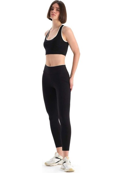 Siyah Dagi Active Kadın Biye Detaylı Sporcu Sütyeni