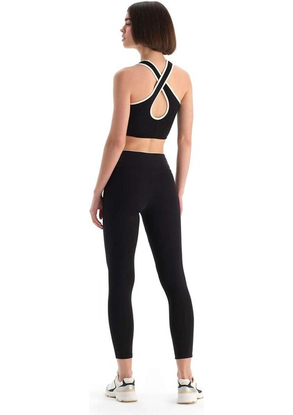 Siyah Dagi Active Kadın Biye Detaylı Sporcu Sütyeni