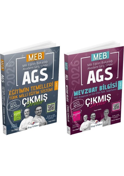 Dizgi Kitap 2026 Meb-Ags Eğitimin Temelleri + Mevzuat Bilgisi Çıkmış Sorular 2 Li Set Dizgi Kitap