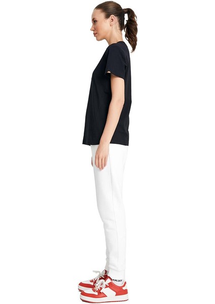 Siyah Bisiklet Yaka Kadın T-Shirt EF156-BK